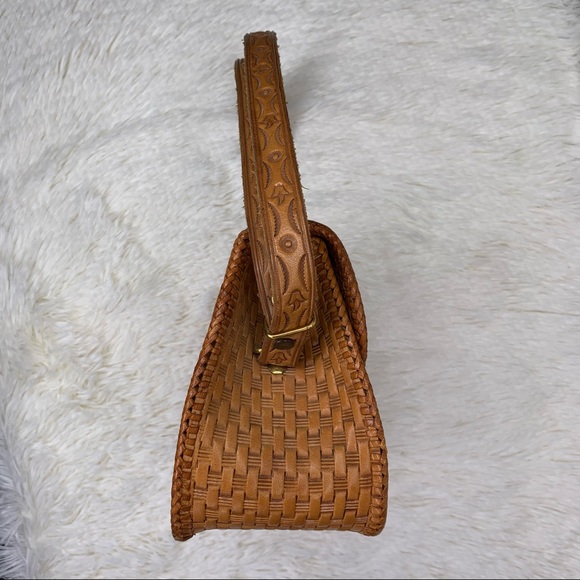 vintage 70s tooled leather purse floral pattern saddlebag bohemian shoulder bag - Picture 8 of 12